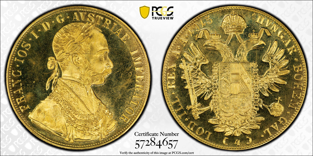1915年 ハンガリー フランツ・ヨーゼフ1世 4ダカット金貨 リストライク PCGS MS66