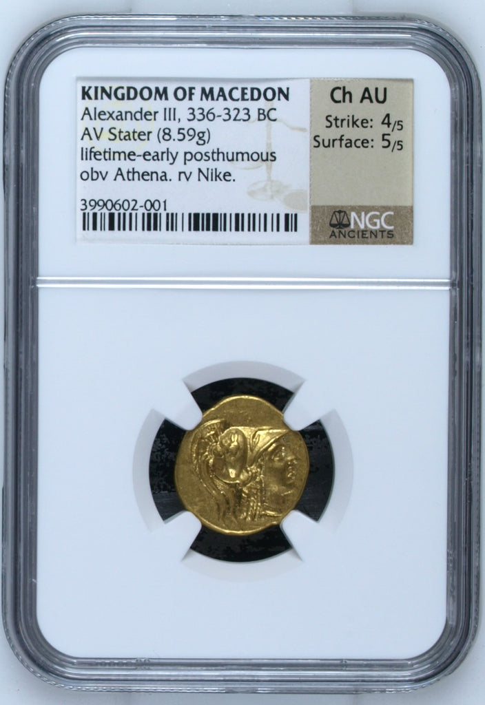 紀元前336-323年 古代 マケドニア王国 アレキサンダー3世 ステーター金貨 NGC Ch AU 4/5 - 5/5