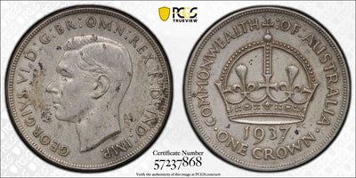 1937年 オーストラリア ジョージ6世 クラウン銀貨 PCGS AU55 | 港区