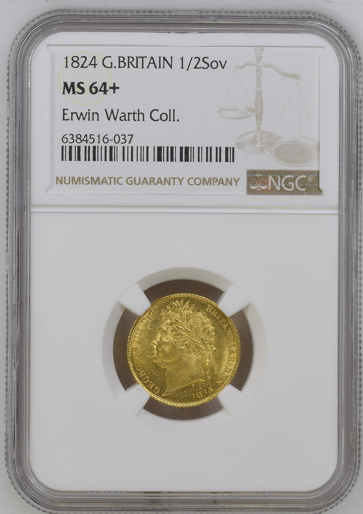 1824年 イギリス ジョージ4世 ハーフソヴリン金貨 NGC MS64+
