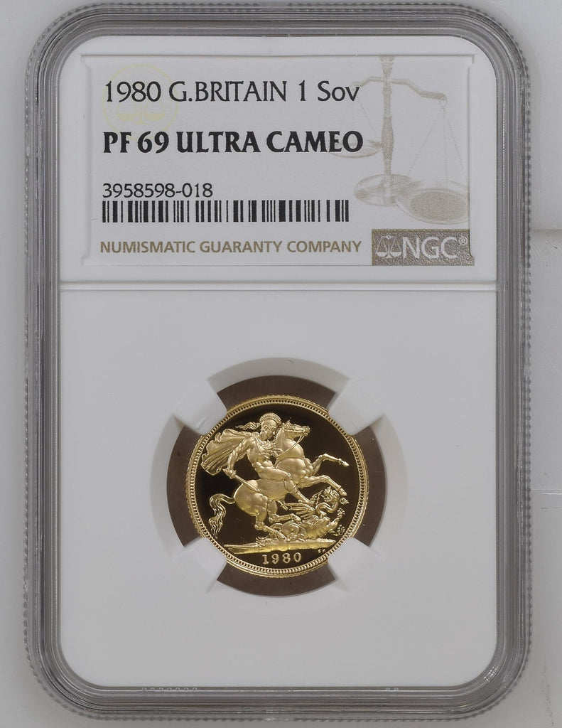 1980年 イギリス エリザベス2世 2ndポートレート ソヴリン金貨 NGC PF69UCAM
