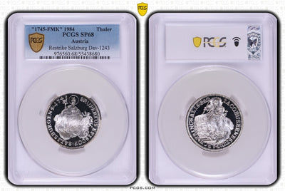 #アンティークコインギャラリア 1745年(1984年) オーストリア ザルツブルク ターラー銀貨 リストライク PCGS SP68