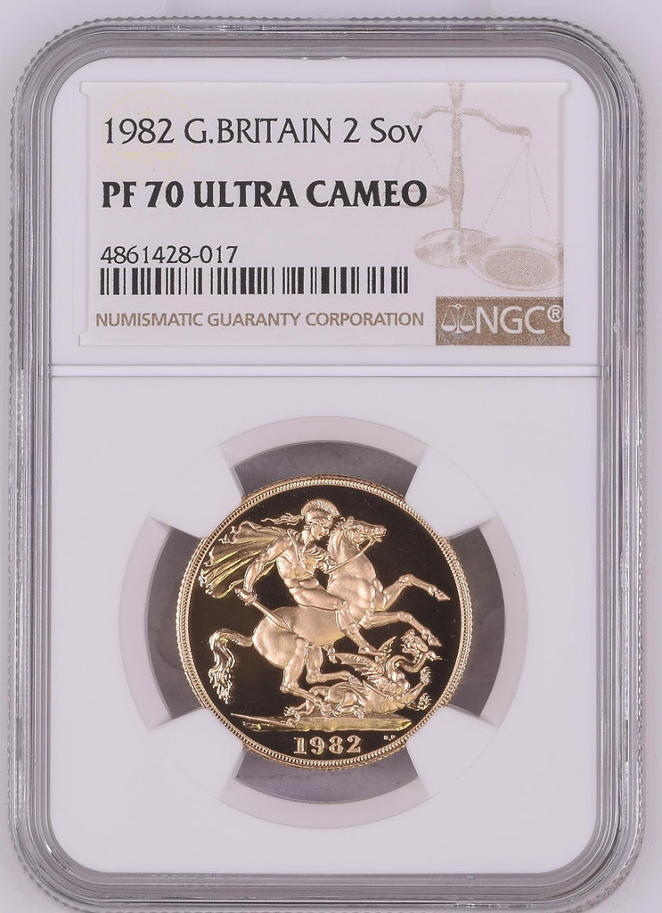 1982年 イギリス エリザベス2世 2ndポートレート 2ソヴリン金貨 NGC PF70UCAM