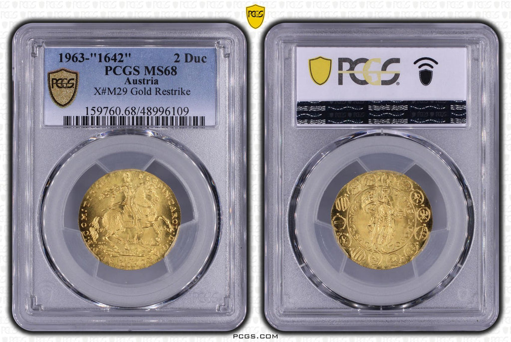 【Top Pop】1642年銘 1963年 オーストリア フェルディナント・カール 2ダカット金貨 リストライク PCGS MS68