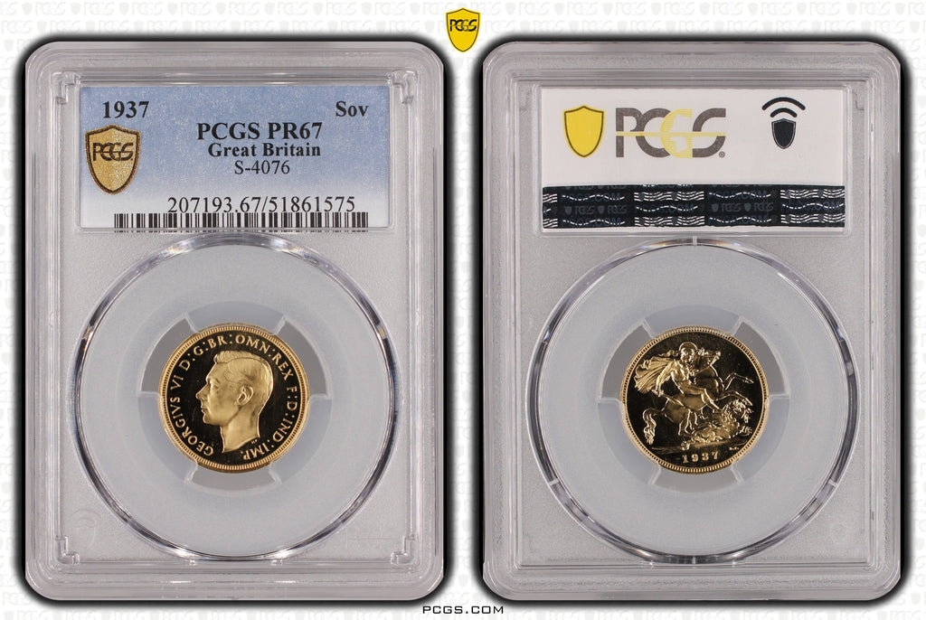 #アンティークコインギャラリア 【Top Pop】1937年 イギリス ジョージ6世 ソブリン金貨 PR67