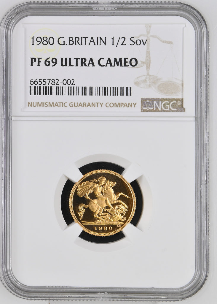 1980年 イギリス エリザベス2世 2ndポートレート 1/2ソヴリン金貨 NGC PF69UCAM
