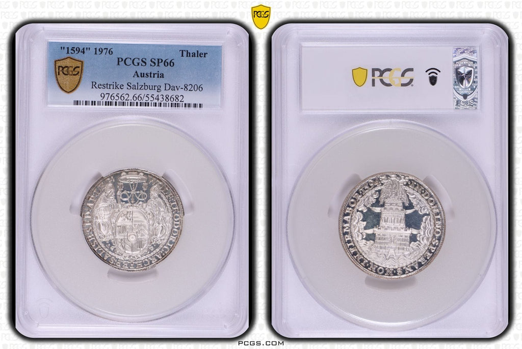 #アンティークコインギャラリア 【Top Pop】1594年(1976年) オーストリア ザルツブルク ターラー銀貨 リストライク PCGS SP66