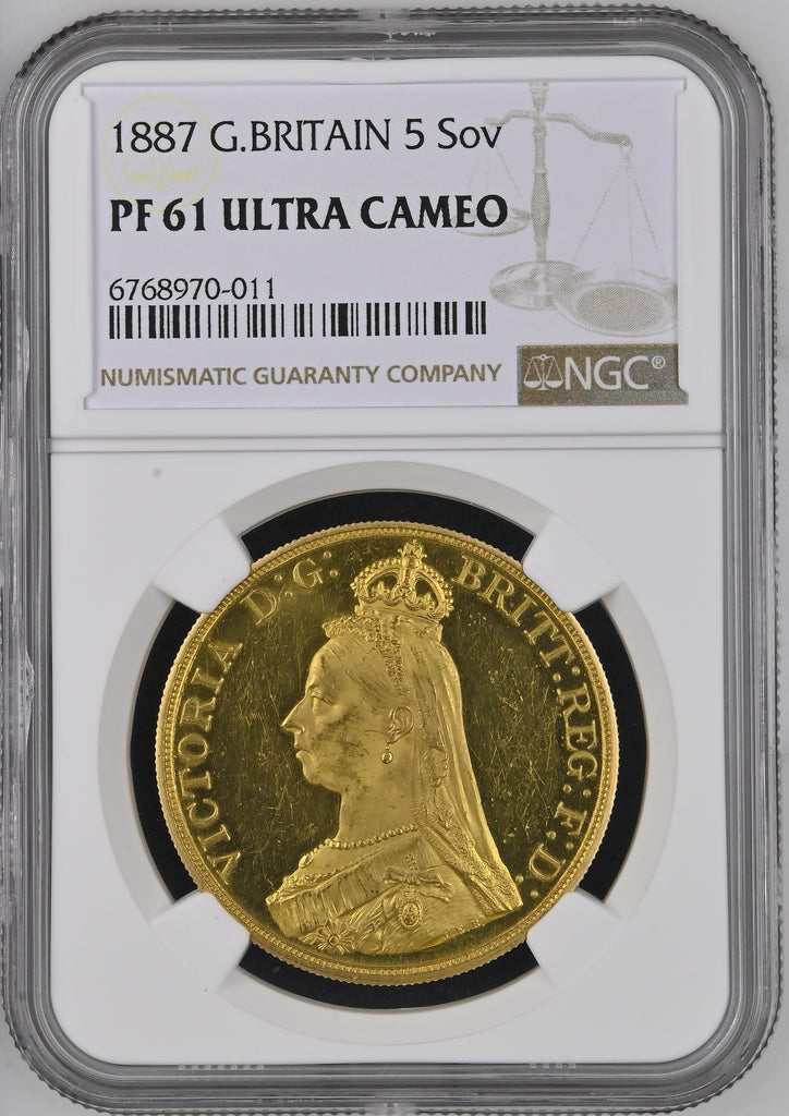 1887年 イギリス ヴィクトリア ジュビリーヘッド 5ポンド金貨 NGC PF61UCAM