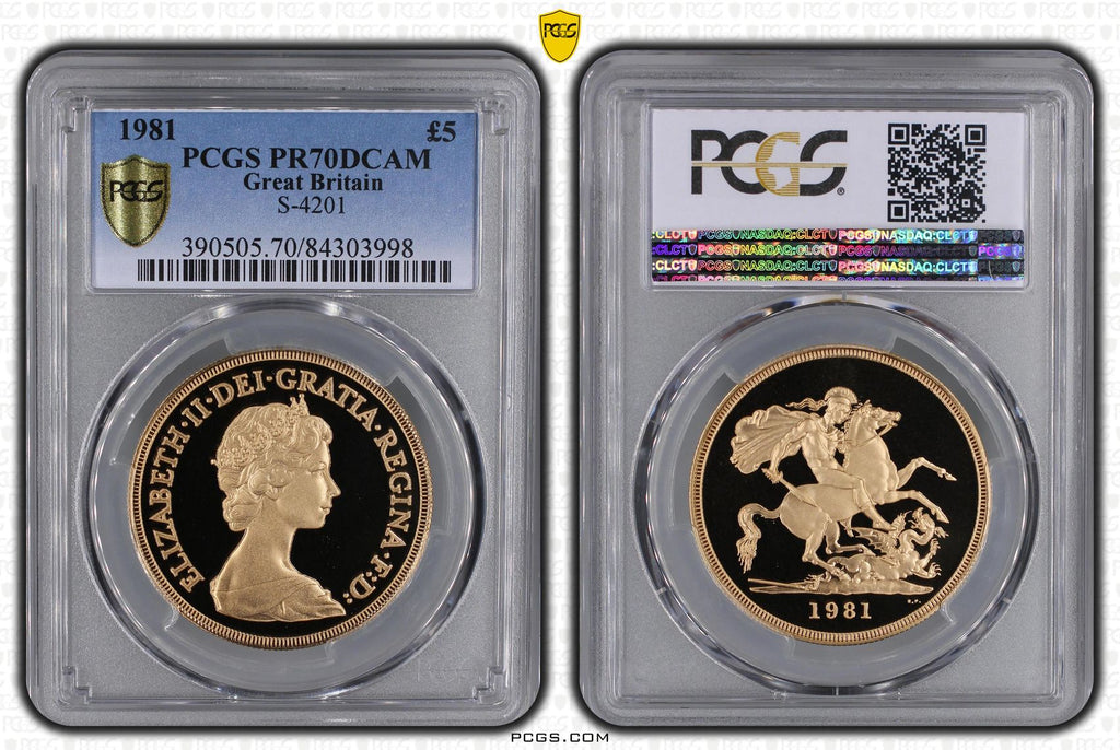1981年 イギリス エリザベス2世 2ndポートレート 5ポンド金貨 PCGS PR70DCAM