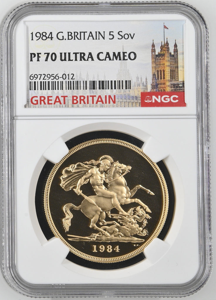 アンティークコインギャラリア 1984年 イギリス ヤングエリザベス 5ポンド金貨 NGC PF70UCAM