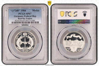 #アンティークコインギャラリア 1740年(1984年) ドイツ エムデン 銀メダル リストライク PCGS SP67