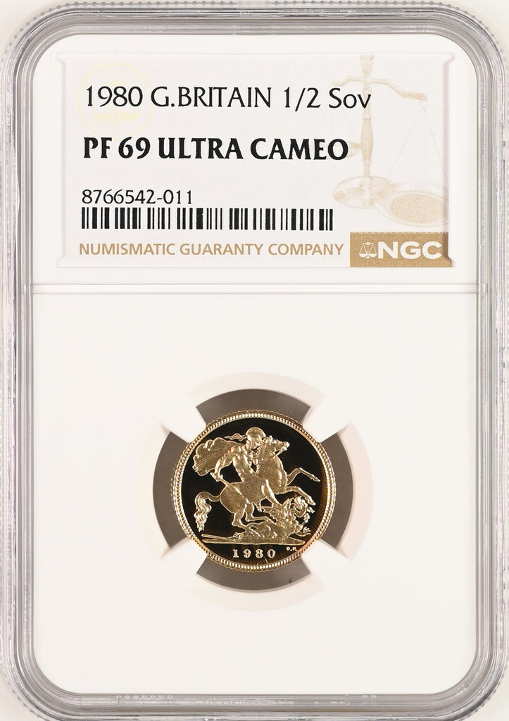 1980年 イギリス エリザベス2世 2ndポートレート 1/2ソヴリン金貨 NGC PF69UCAM