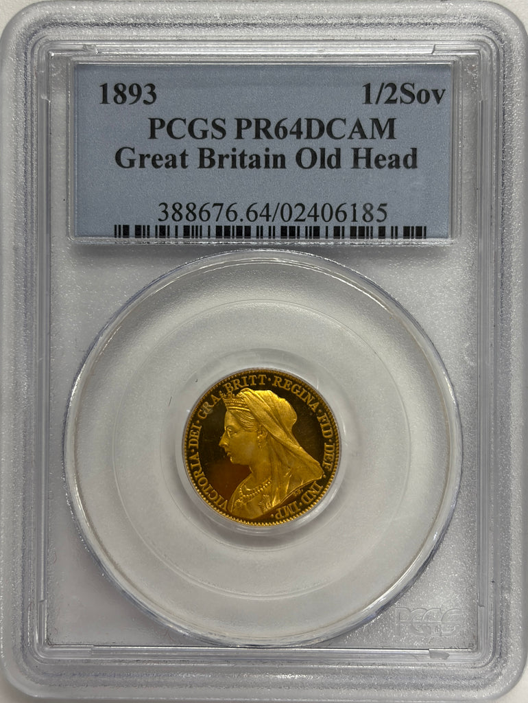 1893年 イギリス ヴィクトリア ヴェールヘッド ハーフソヴリン金貨 PCGS PR64DCAM