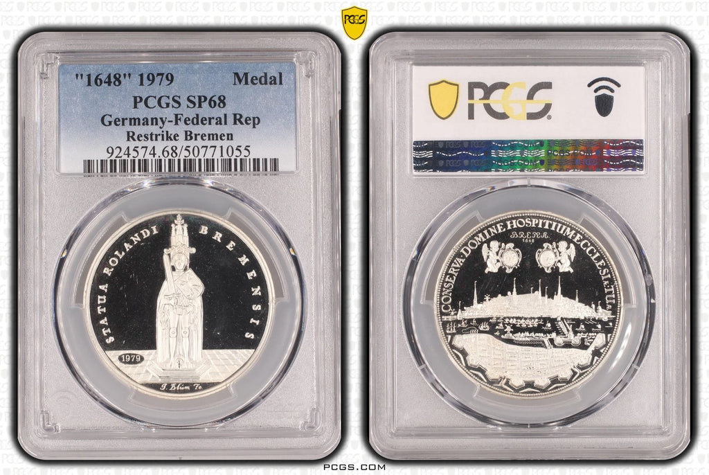 #アンティークコインギャラリア 1648年(1979年) ドイツ ブレーメン 銀メダル リストライク PCGS SP68