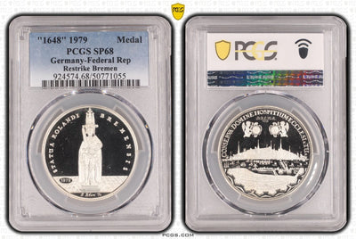 #アンティークコインギャラリア 1648年(1979年) ドイツ ブレーメン 銀メダル リストライク PCGS SP68