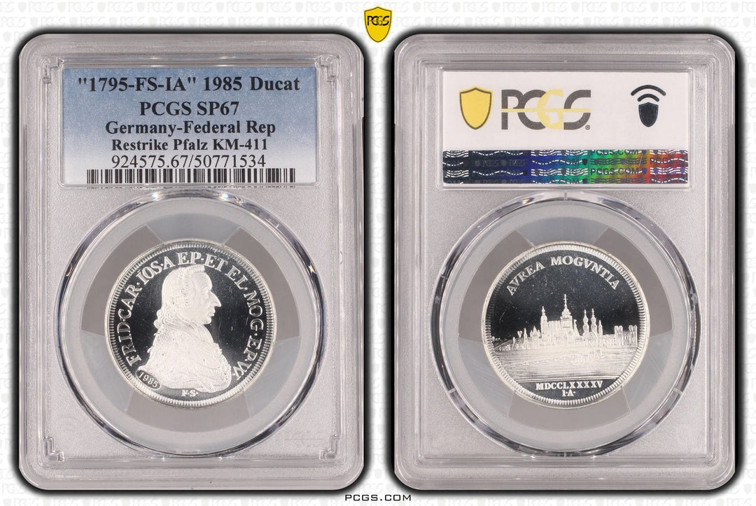 #アンティークコインギャラリア 1795年(1985年) ドイツ プファルツ ダカット銀貨 リストライク PCGS SP67