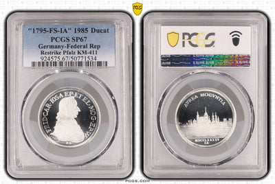 #アンティークコインギャラリア 1795年(1985年) ドイツ プファルツ ダカット銀貨 リストライク PCGS SP67