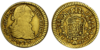 kosuke_dev コロンビア カルロス3世 エスクード金貨 1776年-P 【NGC VF20】