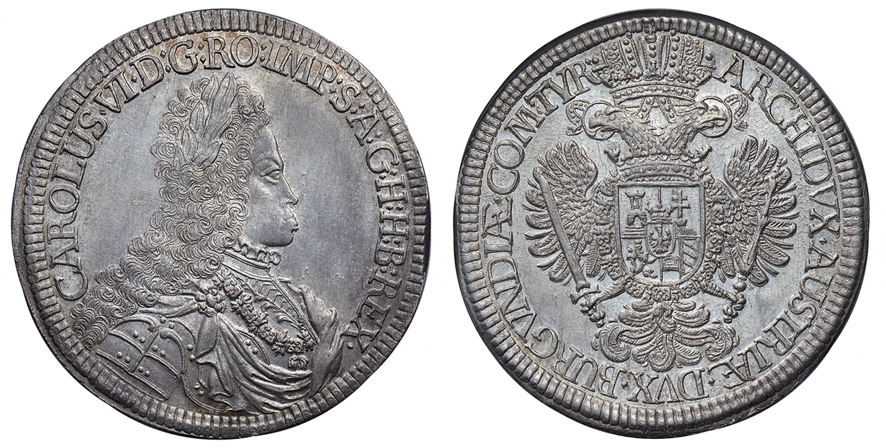 AU 1721年 神聖ローマ帝国 カール6世 ターラー ターレル 大型銀貨 AU 1721年 神聖ローマ帝国 カール6世 ターラー ターレル 大型銀貨