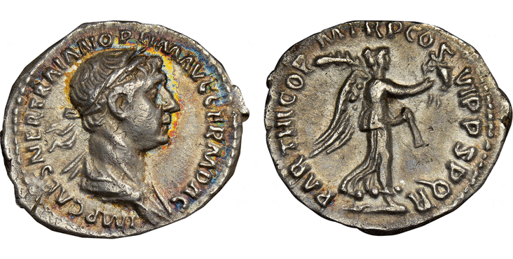 ローマ帝国 トラヤヌス帝 クナリアス 紀元前98-117年 NGC AU