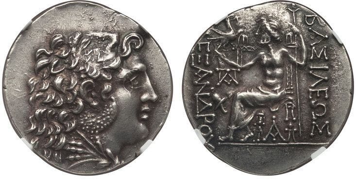 古代ギリシャ メサブリア アレクサンドロス3世 紀元前125-65年 テトラドラクマ銀貨 NGC Ch. AU