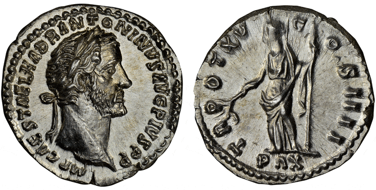 kosuke_dev ローマ帝国 アントニヌス・ピウス デナリウス 138-161年 NGC Ch. MS