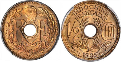 kosuke_dev フランス領インドシナ 1/2セント 1935年 PCGS SP66RD