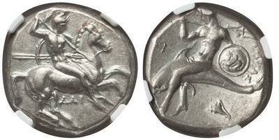 kosuke_dev 古代ギリシャ カラブリア タラス ディドラクマ 銀貨 紀元前281-240年 NGC AU