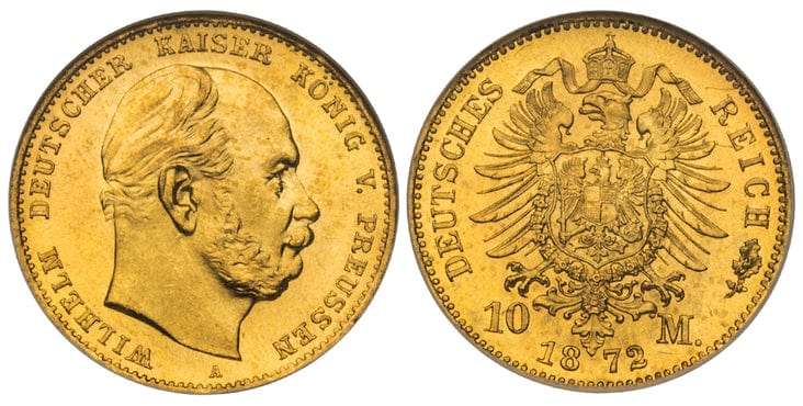 kosuke_dev ドイツ プロイセン ヴィルヘルム1世 10マルク金貨 1872-A年 NGC MS66