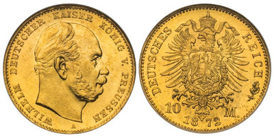 ドイツ プロイセン ヴィルヘルム1世 10マルク金貨 1872-A年 NGC MS66