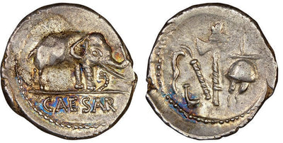 kosuke_dev ローマ帝国 ユリウス・カエサル デナリウス貨 紀元前49/48年 NGC Ch. AU