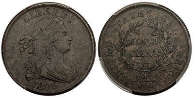 kosuke_dev アメリカ合衆国 リバティー 1/2セント銅貨 1806年 PCGS AU55