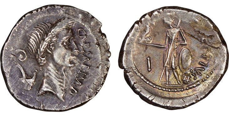 ローマ帝国 ユリウス・カエサル デナリウス貨 紀元前44年 NGC Ch. AU