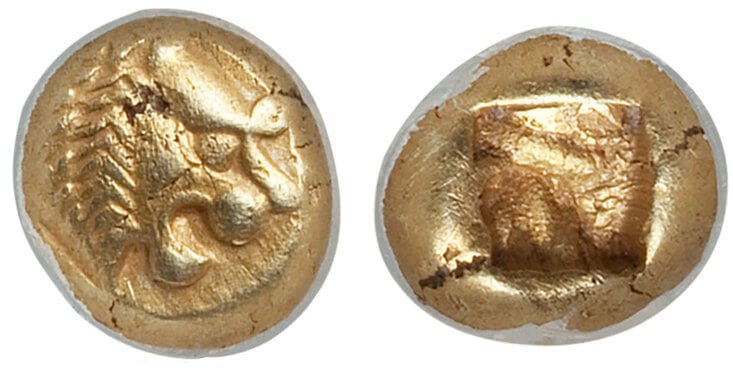 kosuke_dev 古代ギリシャ リディア ライオン 1/12ステーター エレクトラム貨 紀元前610-546年 NGC AU