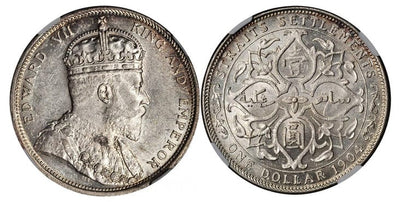 kosuke_dev イギリス 海峡植民地 エドワード7世 1ドル銀貨 1904-B年 NGC MS61