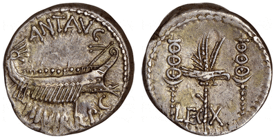 kosuke_dev 古代ローマ帝国 デナリウス貨 紀元前32-31年 NGC XF