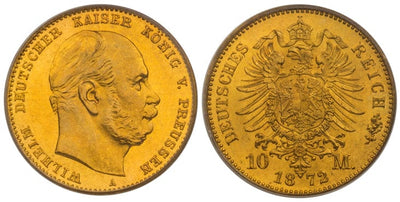 ドイツ プロイセン ヴィルヘルム1世 10マルク金貨 1872-A年 NGC MS66