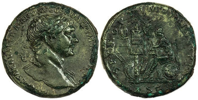 ローマ帝国 トラヤヌス帝 セステティウス 106-107年 NGC Ch. XF