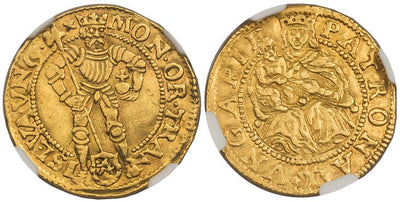 オランダ ダカット金貨 1591年 NGC AU55