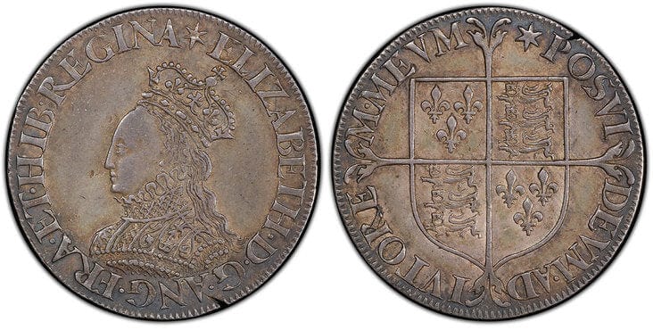 アンティークコインギャラリア グレートブリテン イングランド エリザベス1世 シリング銀貨 1561-1566年 PCGS AU53