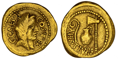 kosuke_dev 共和政ローマ ユリウス・カエサル アウレウス金貨 紀元前44年 NGC Ch. VF