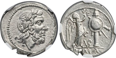 古代ローマ ユピテル ヴィクトリリアータス 紀元前211-208年 NGC Ch. MS