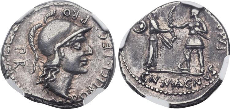 kosuke_dev 古代ローマ帝国 デナリウス貨 紀元前46-45年 NGC Ch. XF