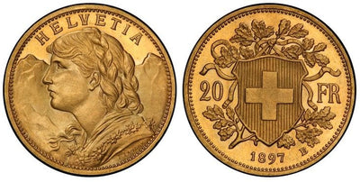 kosuke_dev スイス "Stirnlocke-Vreneli" 20スイスフラン金貨 1897-B年 PCGS SP66+