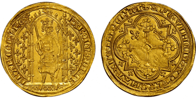 kosuke_dev フランス カルロス5世 フラン金貨 1364-1380年 NGC MS64