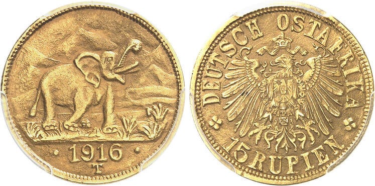kosuke_dev ドイツ領東アフリカ 15ルピー 金貨 1916年 PCGS MS64