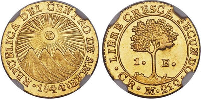 中央アメリカ連邦共和国 エスクード金貨 1844年 NGC MS64