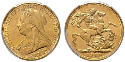 【PCGS MS63】オーストラリア ヴィクトリア女王 ソブリン金貨 1900年-S