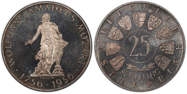 オーストリア モーツァルト 25シリング銀貨 1956年 PCGS PR66 Cameo | アンティークコインギャラリア