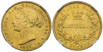 kosuke_dev 【NGC MS60】オーストラリア ヴィクトリア女王 ソブリン金貨 1863年-(sy)